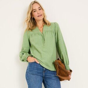 FATFACE Poppy Olive Green Embroidered Blouse